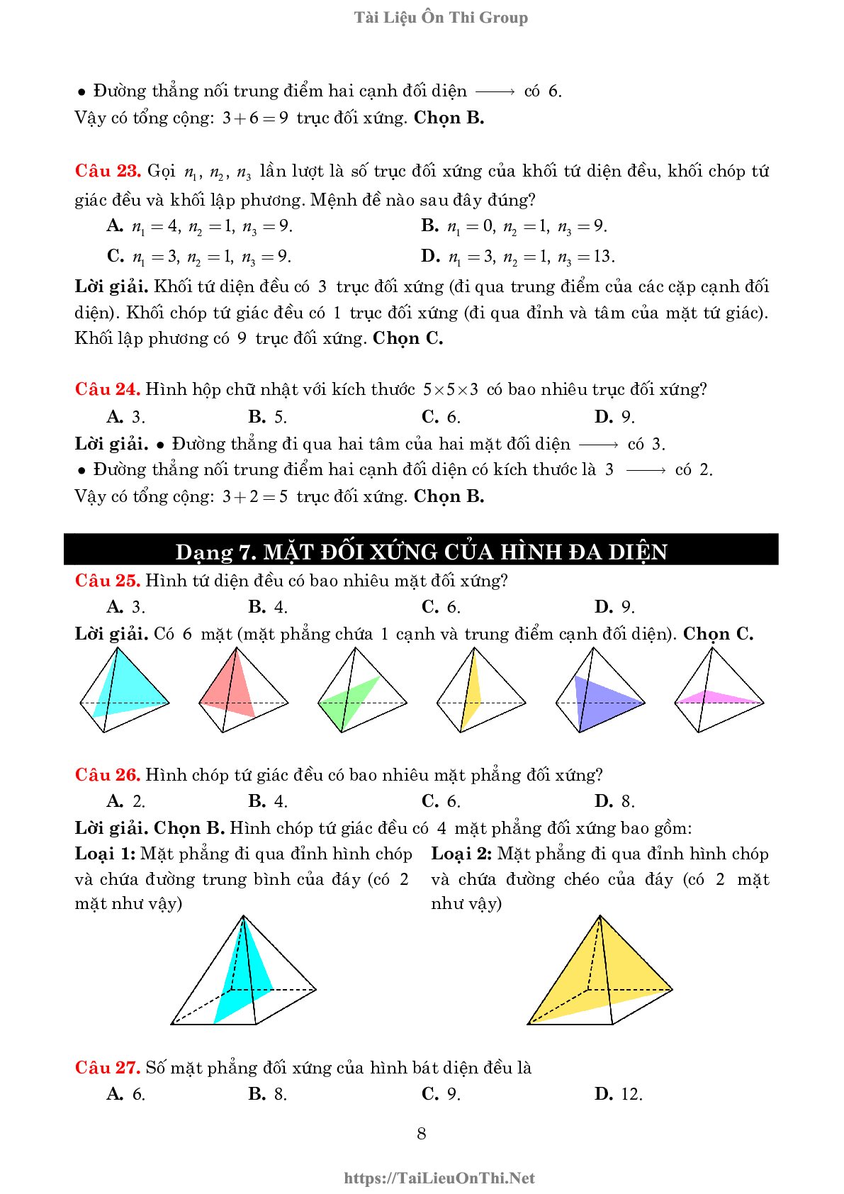 Lý thuyết và bài tập về khối đa diện và thể tích của chúng (trang 8)