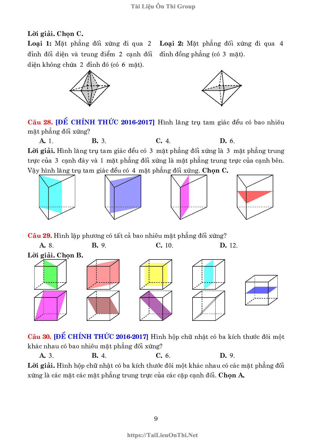 Lý thuyết và bài tập về khối đa diện và thể tích của chúng (trang 9)