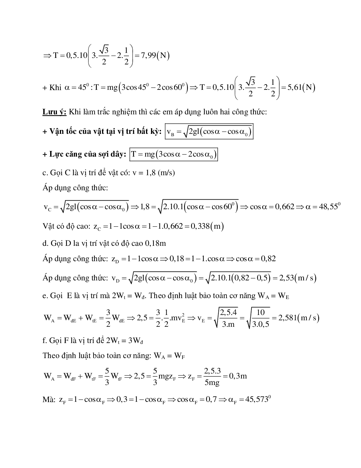 Phương pháp giải và bài tập về Bài toán về con lắc đơn có lời giải (trang 3)