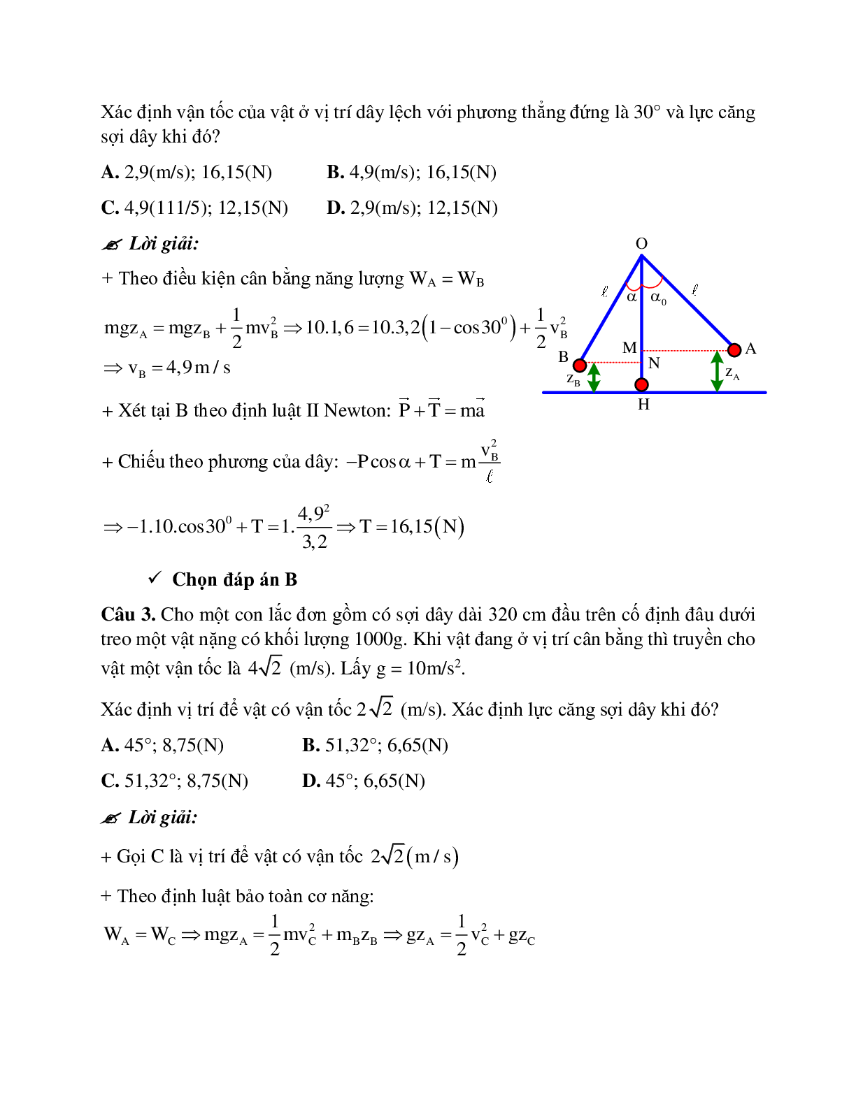 Phương pháp giải và bài tập về Bài toán về con lắc đơn có lời giải (trang 8)