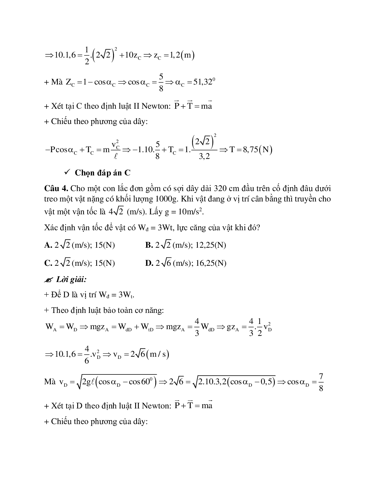 Phương pháp giải và bài tập về Bài toán về con lắc đơn có lời giải (trang 9)