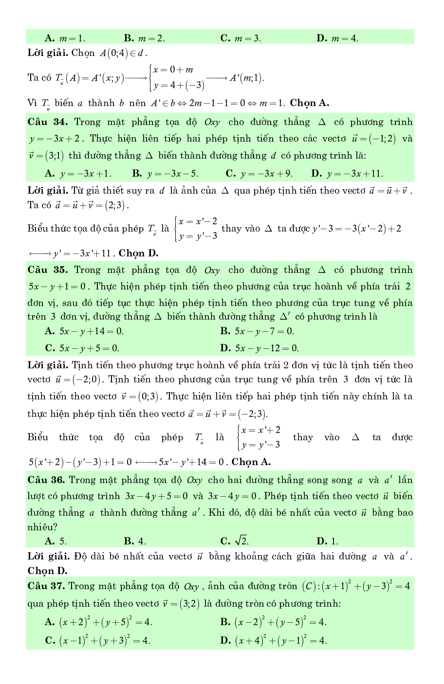 Bài tập phép dời hình và phép đồng dạng trong mặt phẳng có lời giải chi tiết (trang 9)