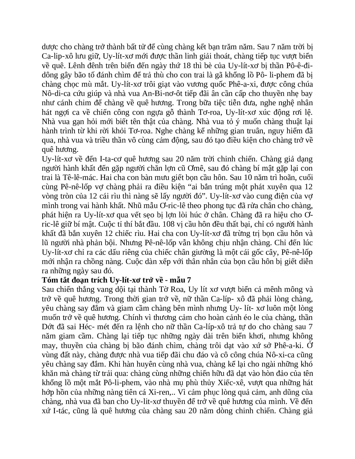 Tóm tắt Uy-lít-xơ trở về nhanh nhất, ngắn ngọn (trang 4)
