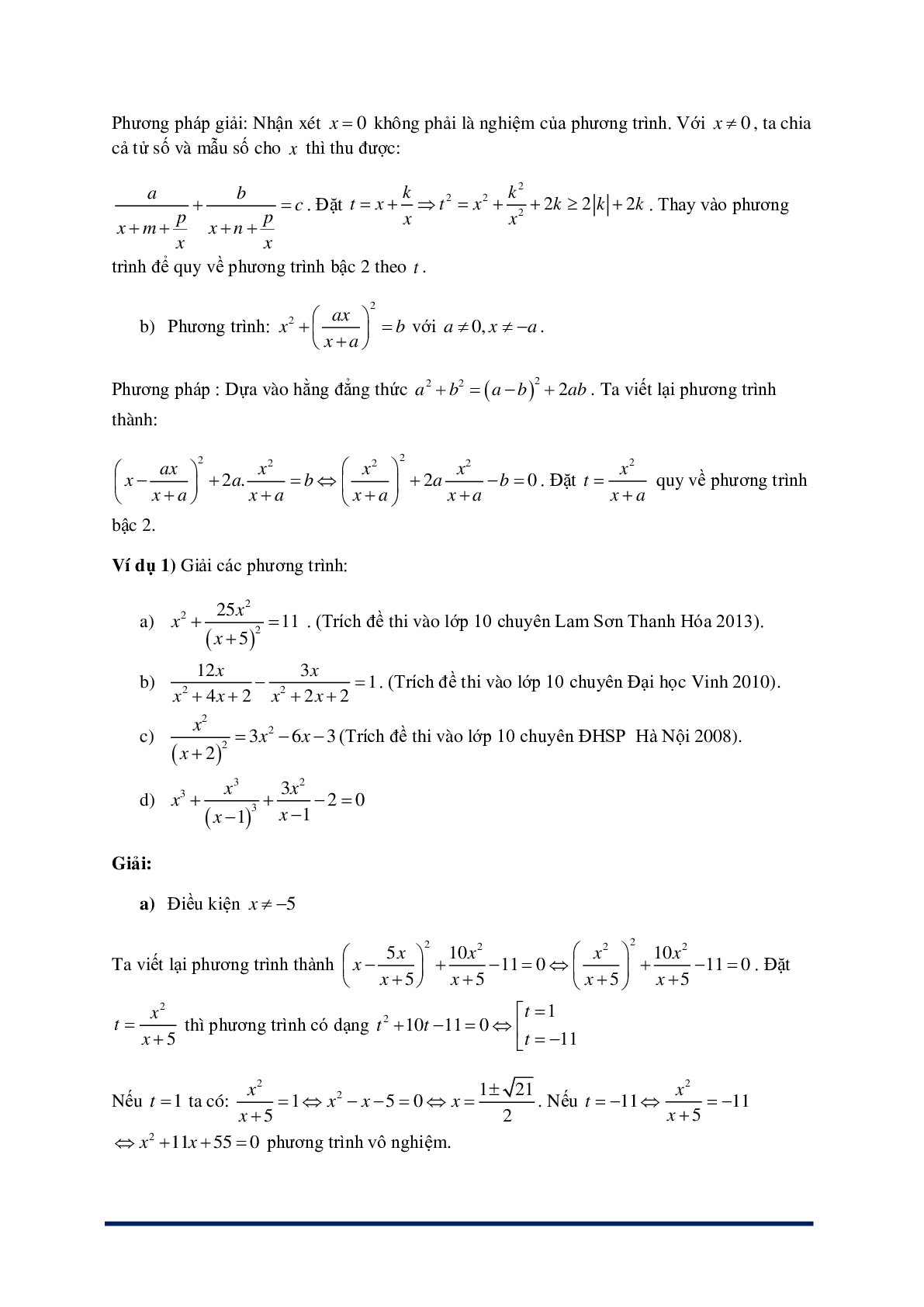 Phương pháp giải Phương trình bậc cao và phương trình phân thức (trang 8)