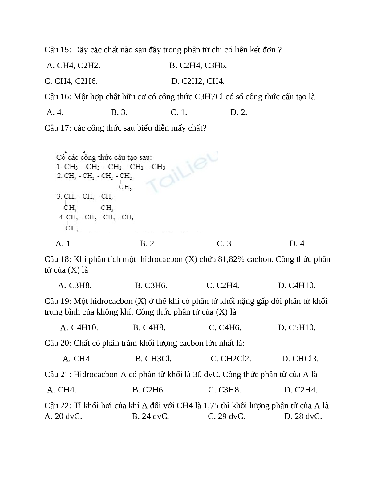 84 câu trắc nghiệm ôn tập Hóa học giữa học kì 2 lớp 9 (trang 8)