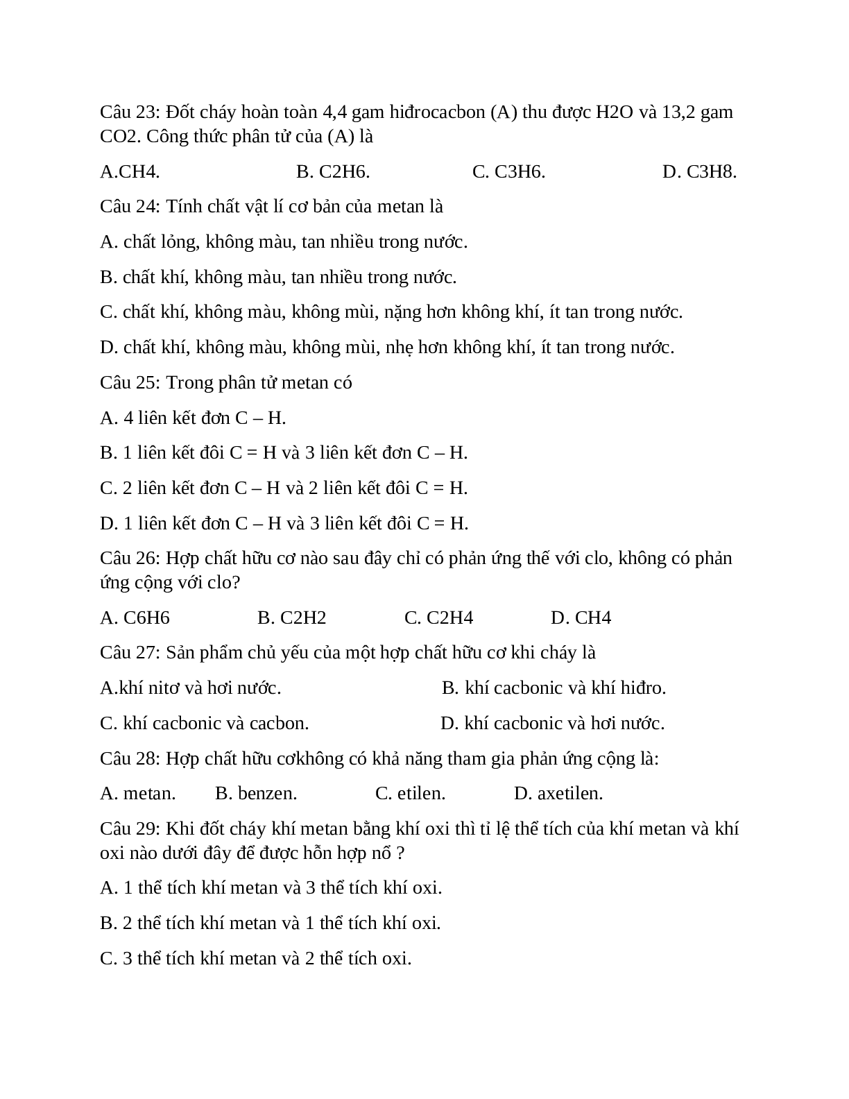 84 câu trắc nghiệm ôn tập Hóa học giữa học kì 2 lớp 9 (trang 9)