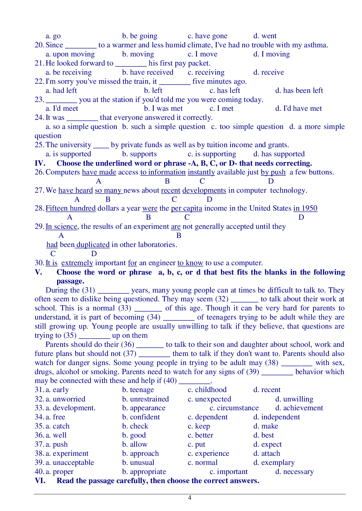 Bộ 23 bài tập trắc nghiệm đầy đủ môn Tiếng anh 11 có đáp án, chọn lọc 2023 (trang 4)