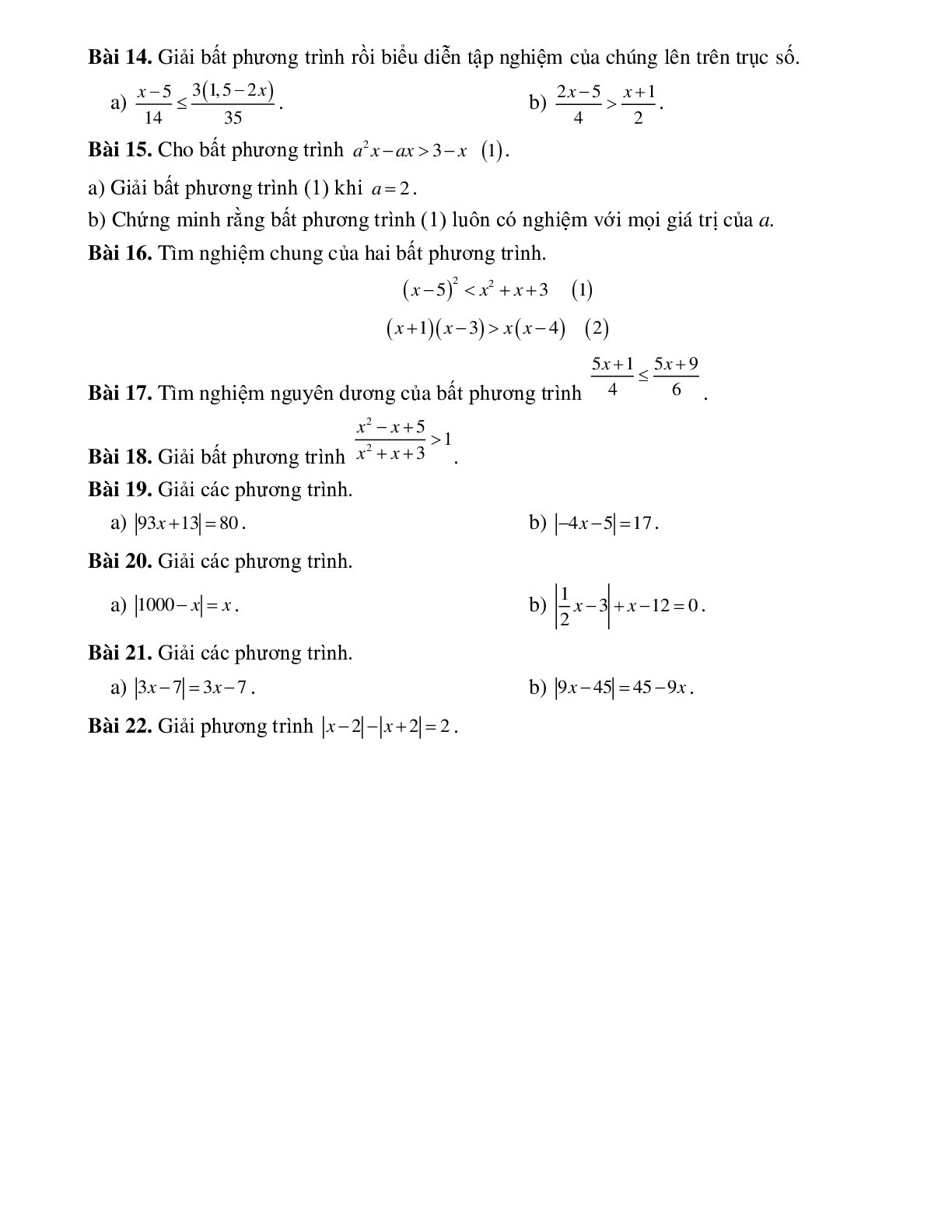 Ôn tập chương IV bất phương trình bậc nhất một ẩn (trang 2)