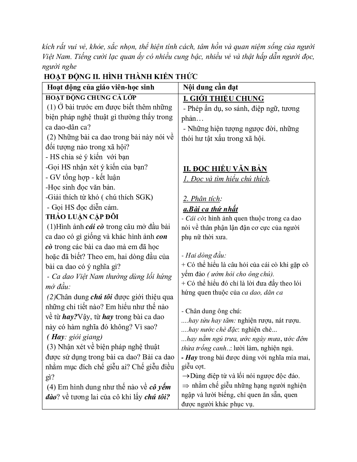 Giáo án ngữ văn lớp 7 Tuần 4 Tiết 14: Những câu hát châm biếm mới nhất (trang 2)