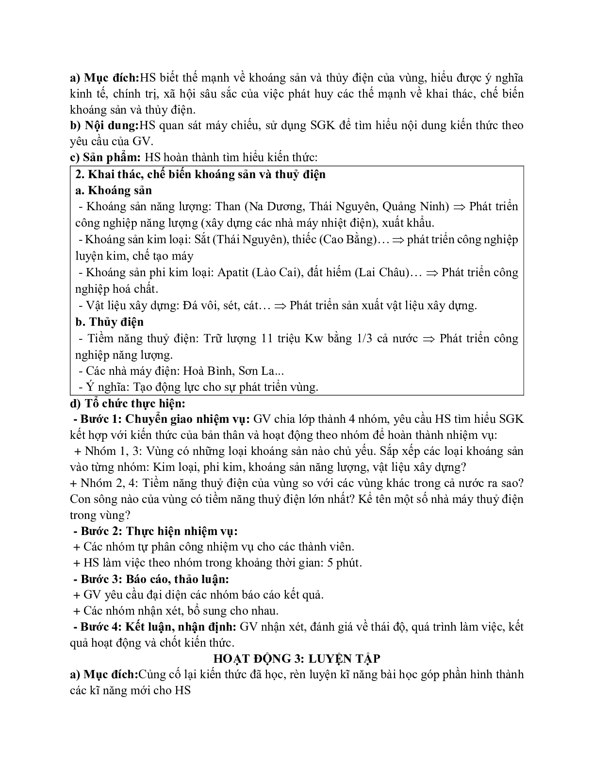 Giáo án Địa lí 12 Bài 32 Vấn đề khai thác thế mạnh ở trung du và miền núi Bắc Bộ (tiết 1) mới nhất (trang 3)