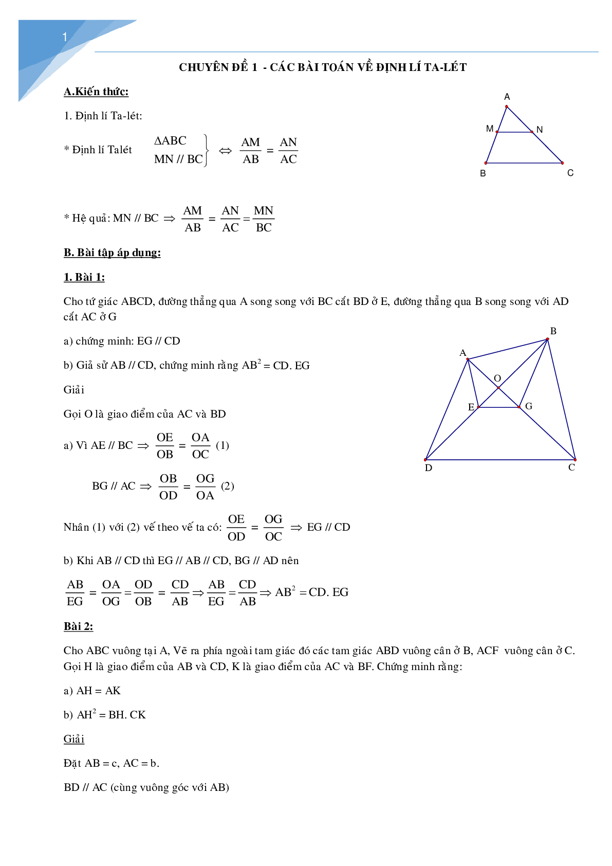 Các chuyên đề học sinh giỏi hình học môn Toán lớp 8 (trang 2)