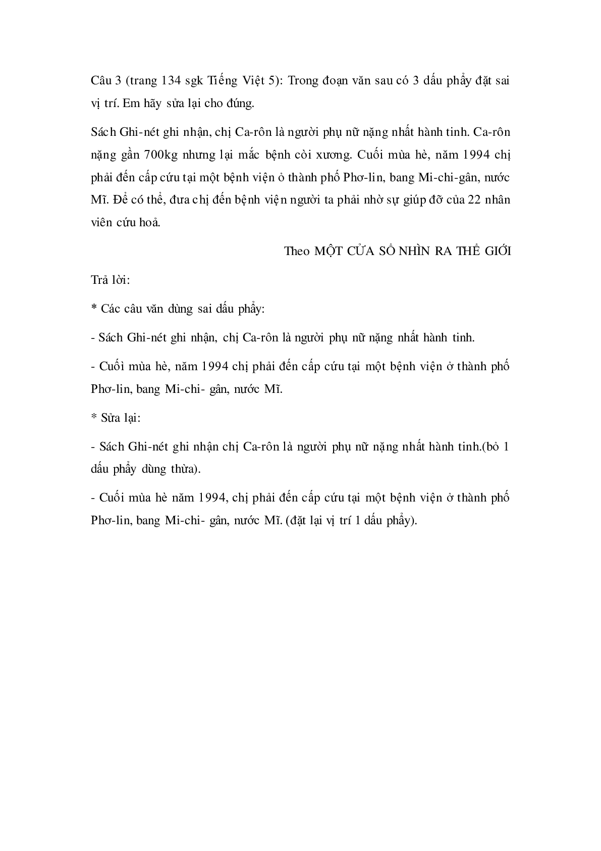 Soạn Tiếng Việt lớp 5:Luyện từ và câu: Ôn tập về dấu câu (Dấu phẩy) mới nhất (trang 2)