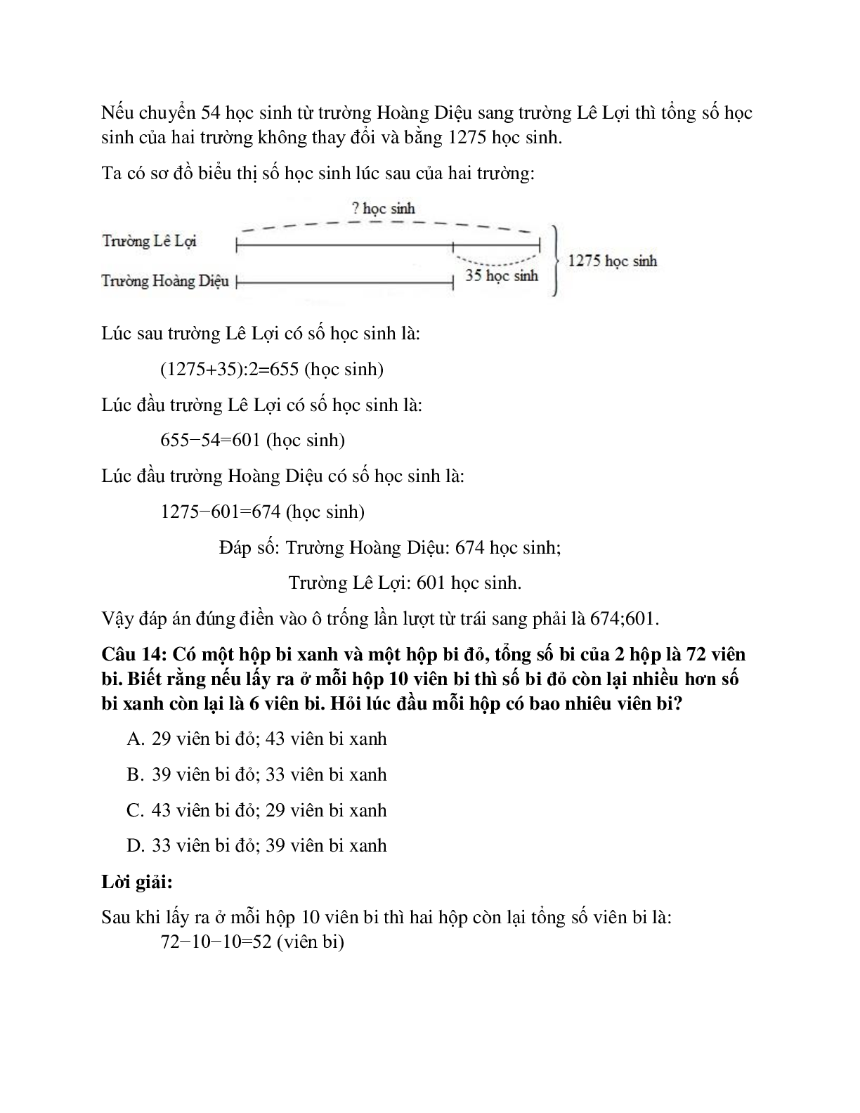20 câu Trắc nghiệm Ôn tập về tìm hai số khi biết tổng và hiệu có đáp án 2023 – Toán lớp 4 (trang 9)