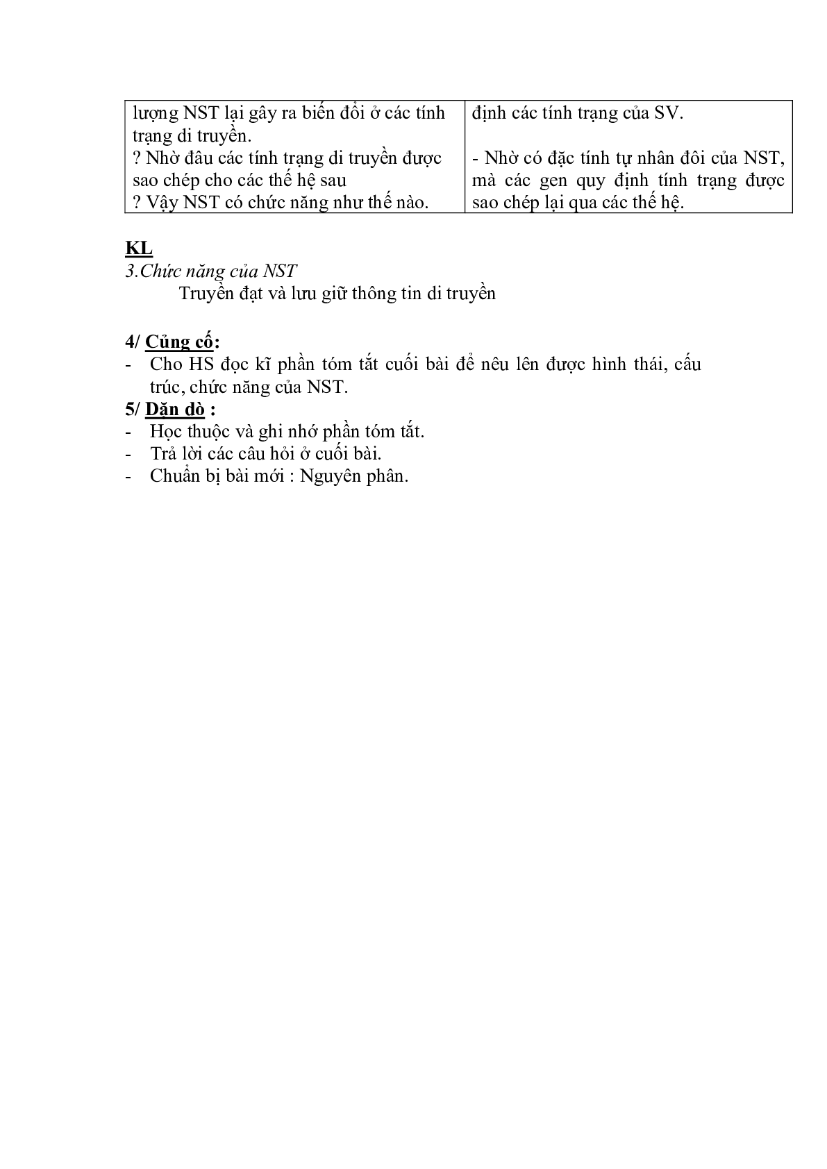 Giáo án Sinh học 9 Bài 8: Nhiễm sắc thể mới, chuẩn nhất (trang 3)