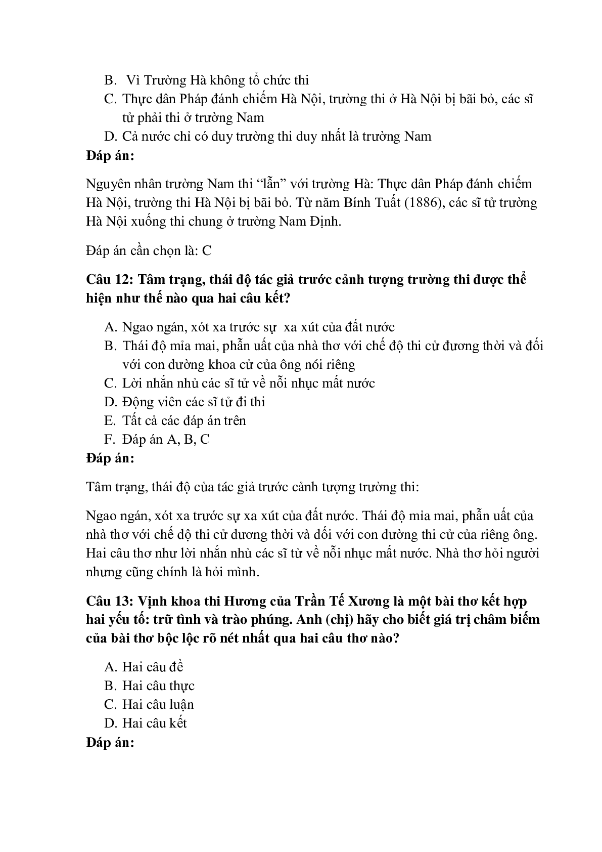36 câu Trắc nghiệm Vịnh khoa thi Hương - Trần Tế Xương có đáp án 2023 – Ngữ Văn lớp 11 (trang 5)