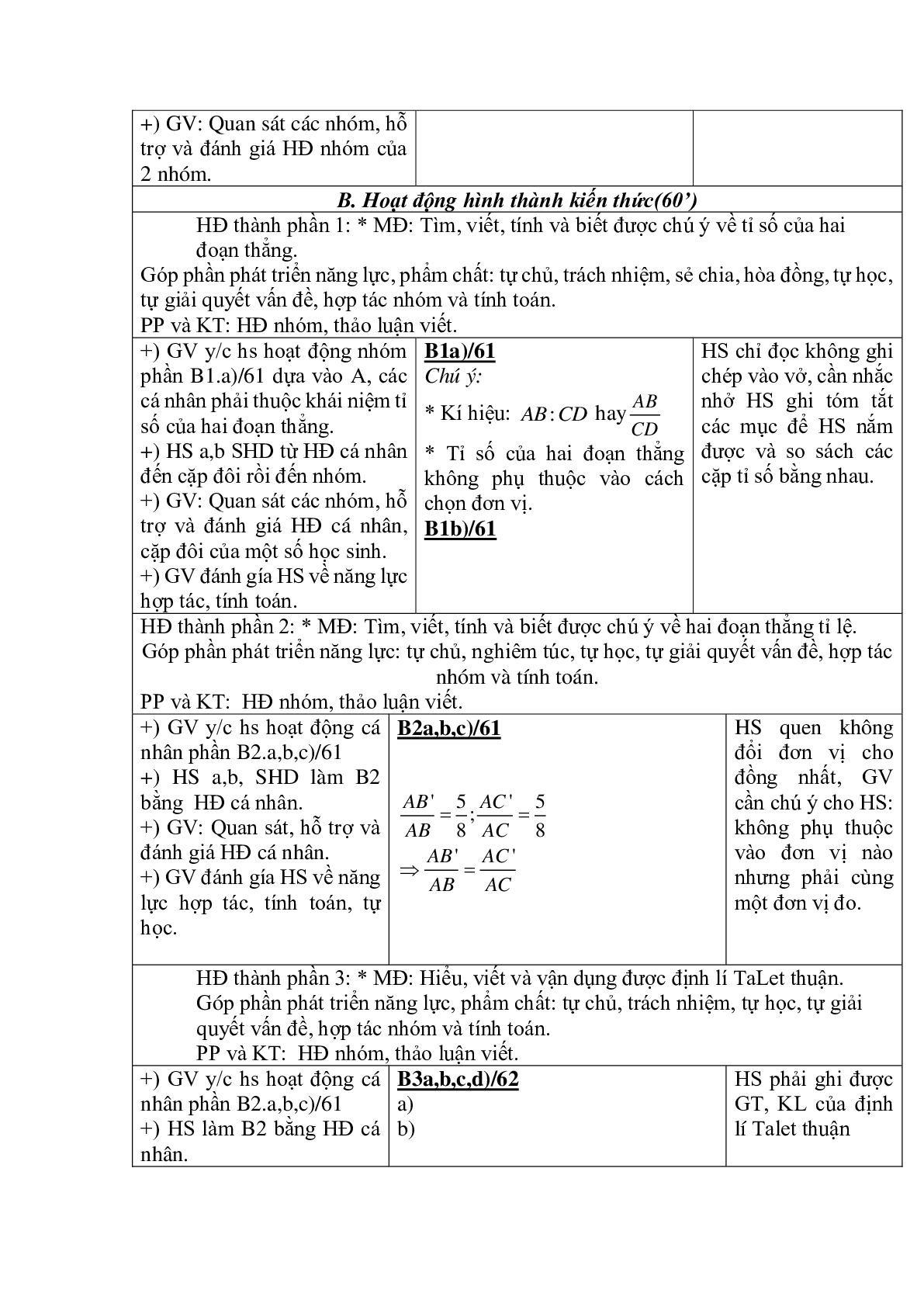 Giáo án Định lí Ta-lét trong tam giác (2023) - Toán 8 (trang 2)