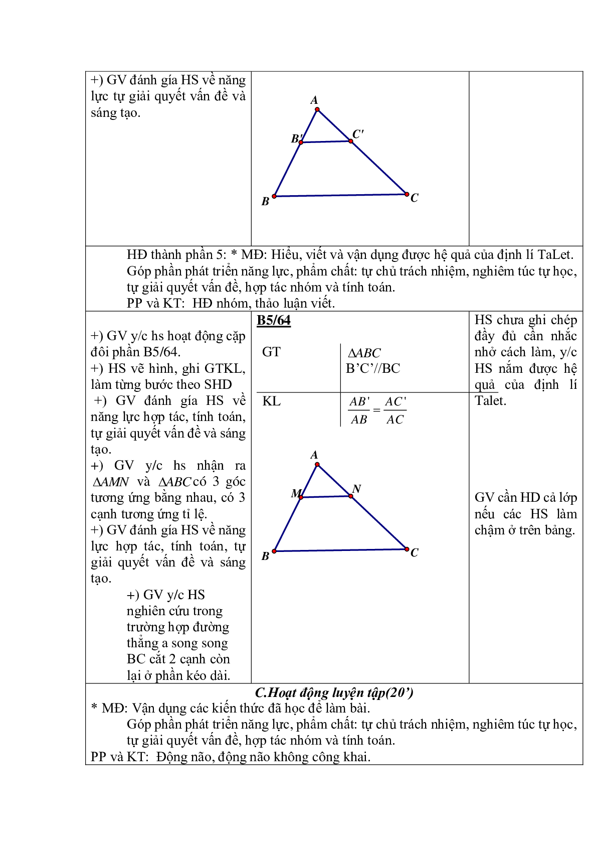 Giáo án Định lí Ta-lét trong tam giác (2023) - Toán 8 (trang 4)