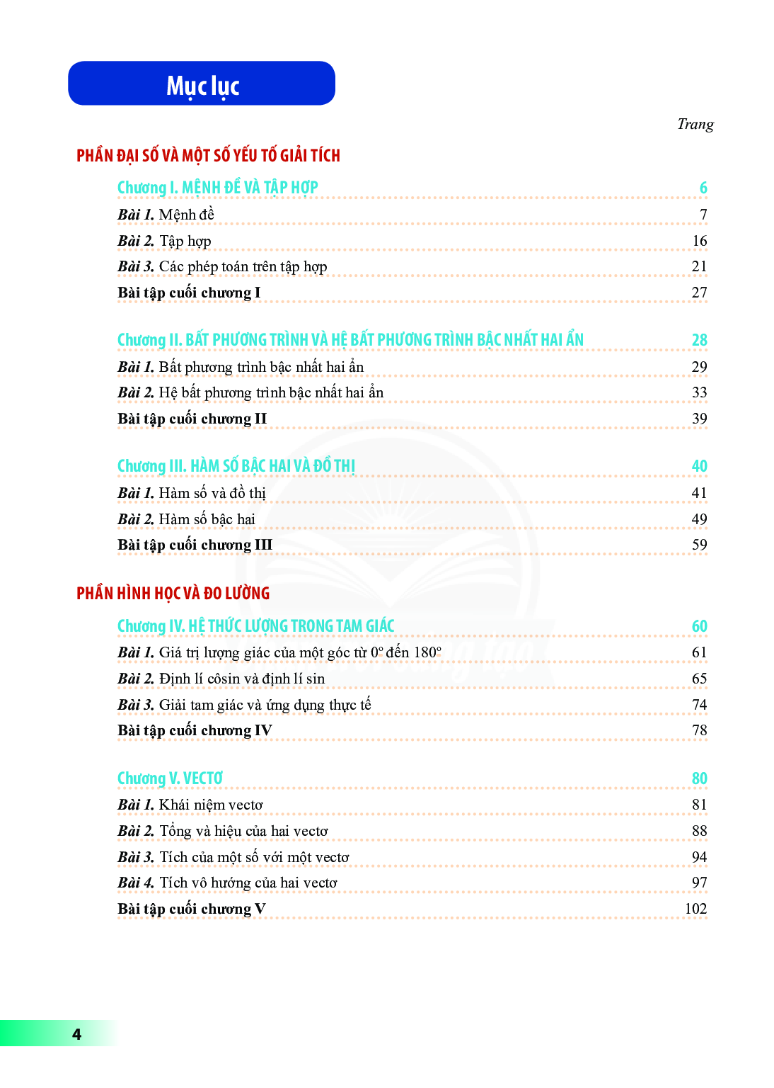 Toán lớp 10 Tập 1 Chân trời sáng tạo pdf (trang 5)