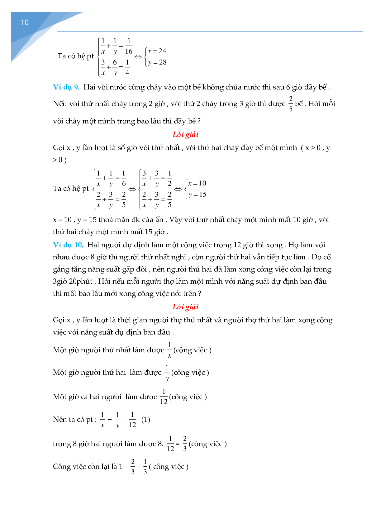 Giải bài toán bằng cách lập phương trình, hệ phương trình Toán 9 (trang 10)