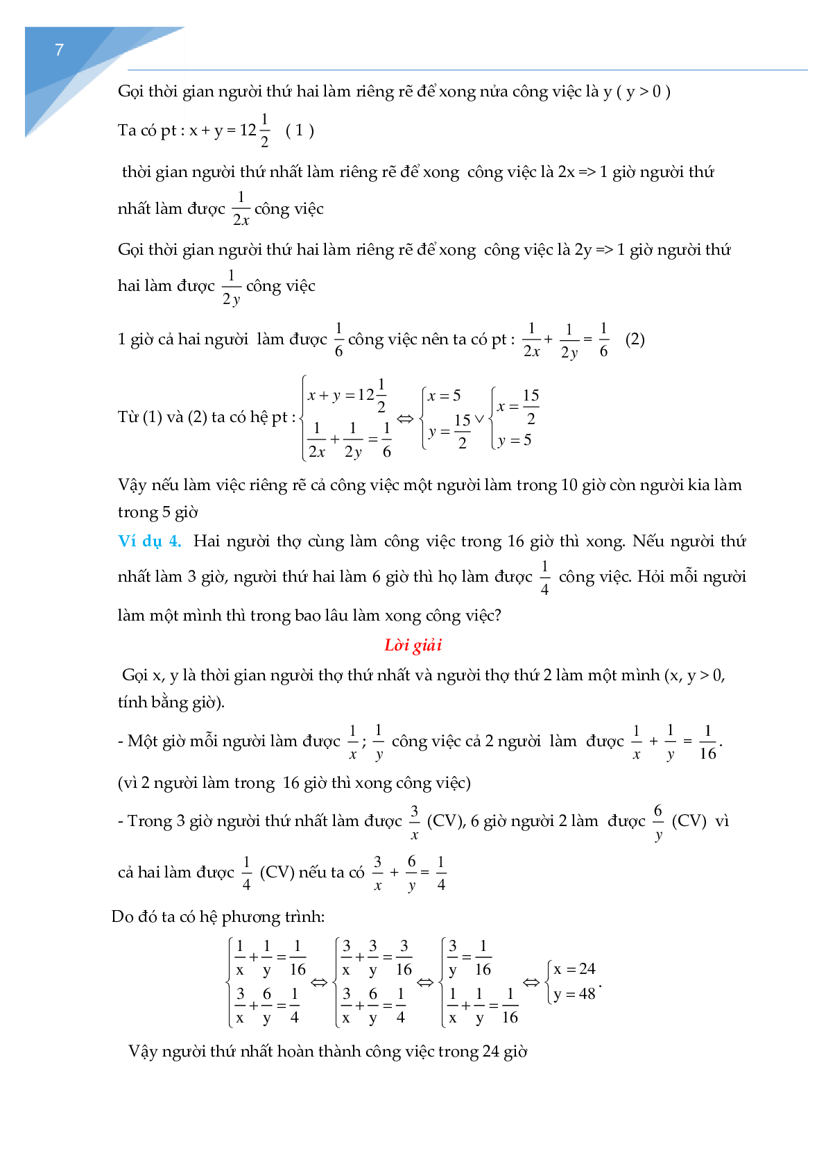 Giải bài toán bằng cách lập phương trình, hệ phương trình Toán 9 (trang 7)