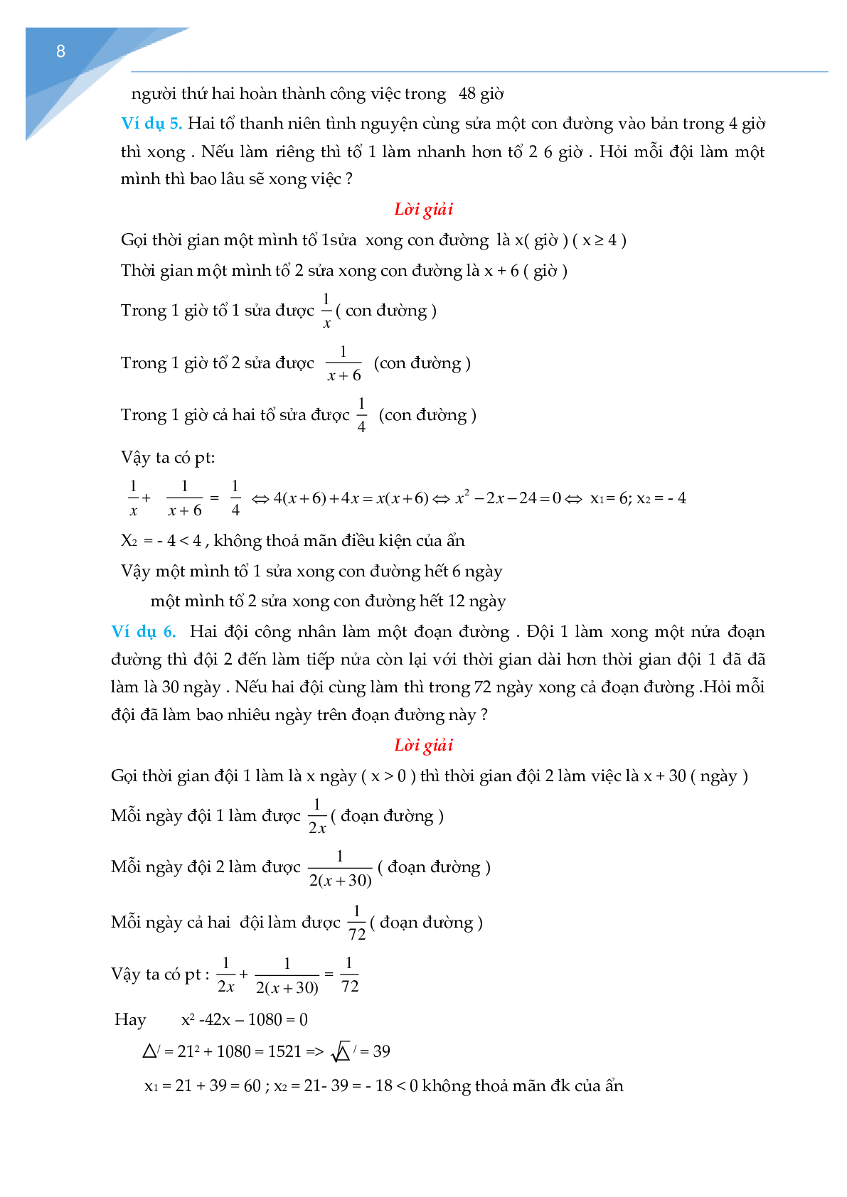 Giải bài toán bằng cách lập phương trình, hệ phương trình Toán 9 (trang 8)