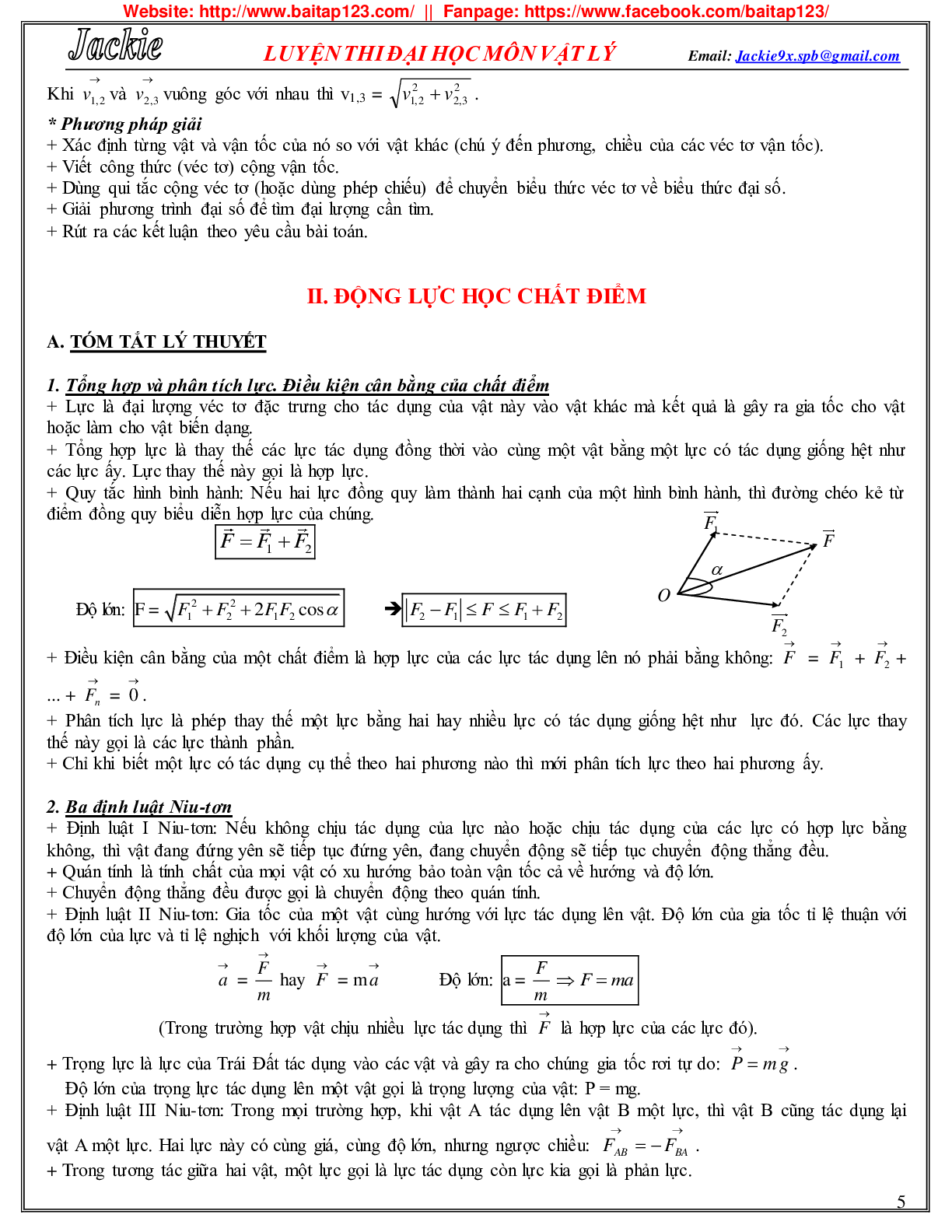 Hệ thống lý thuyết và các dạng bài tập môn Vật lý lớp 10 (trang 5)