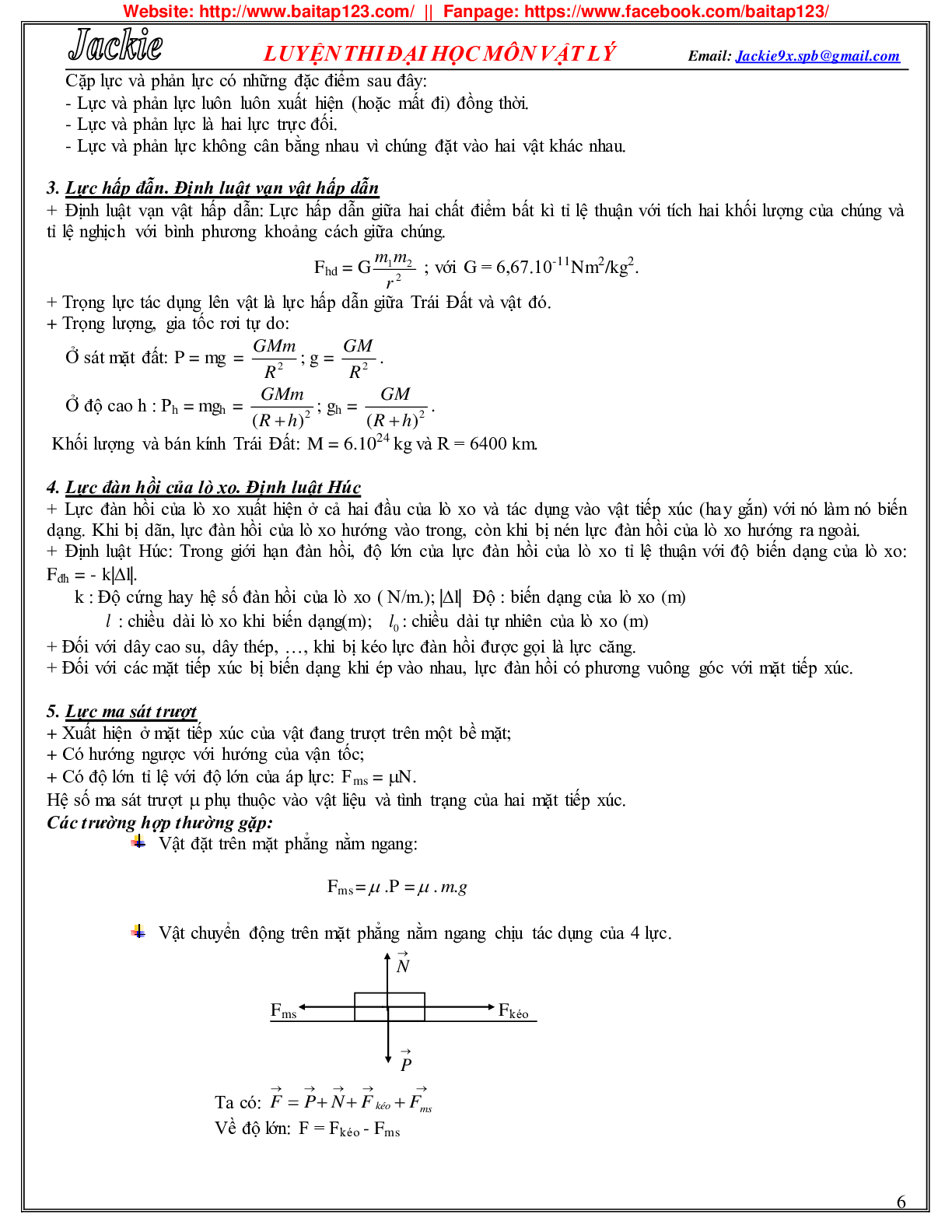 Hệ thống lý thuyết và các dạng bài tập môn Vật lý lớp 10 (trang 6)