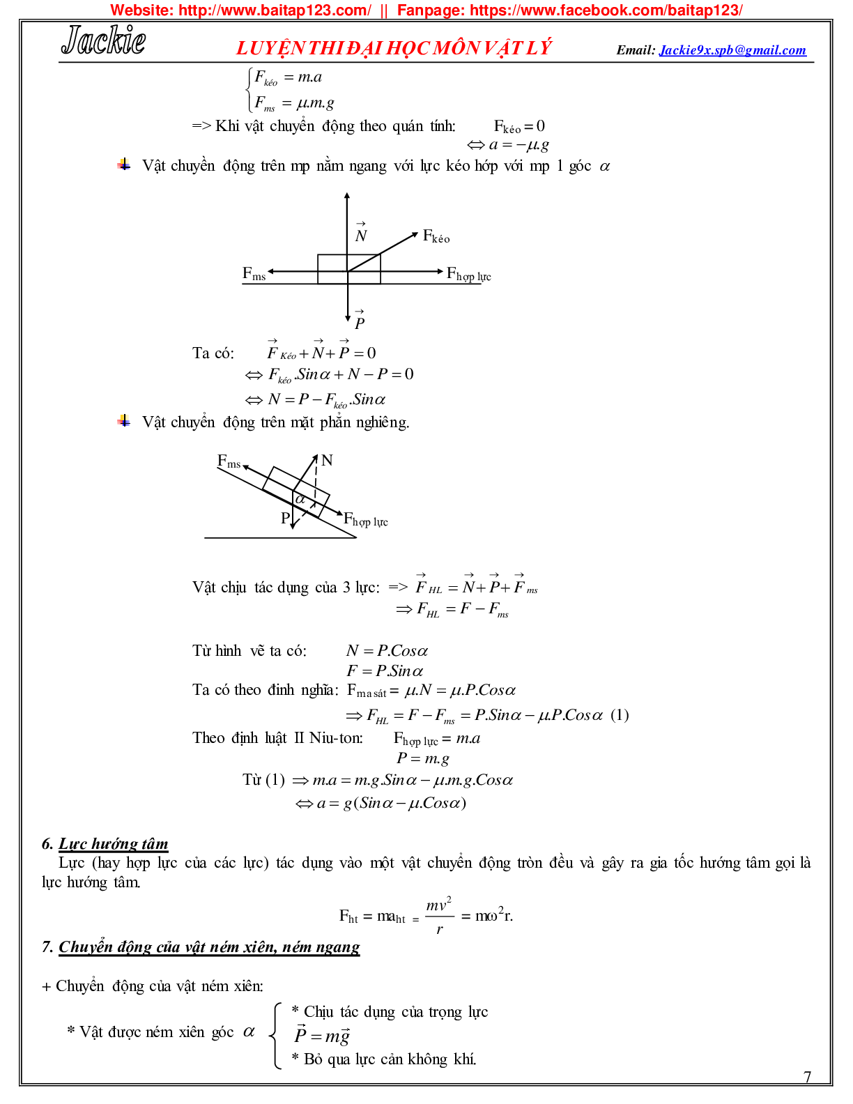 Hệ thống lý thuyết và các dạng bài tập môn Vật lý lớp 10 (trang 7)
