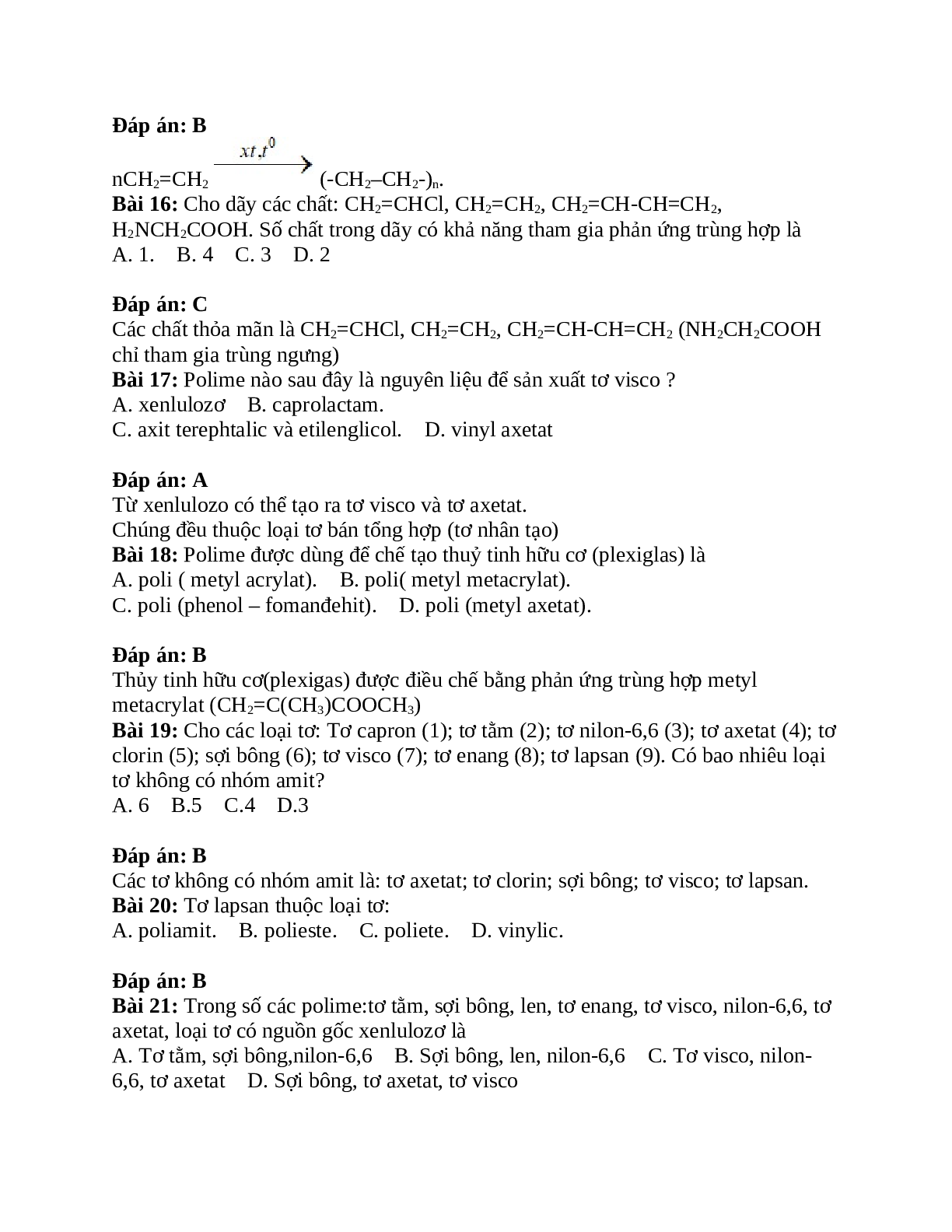 30 câu hỏi trắc nghiệm lý thuyết về polime hóa 12 có đáp án 2023 (trang 4)