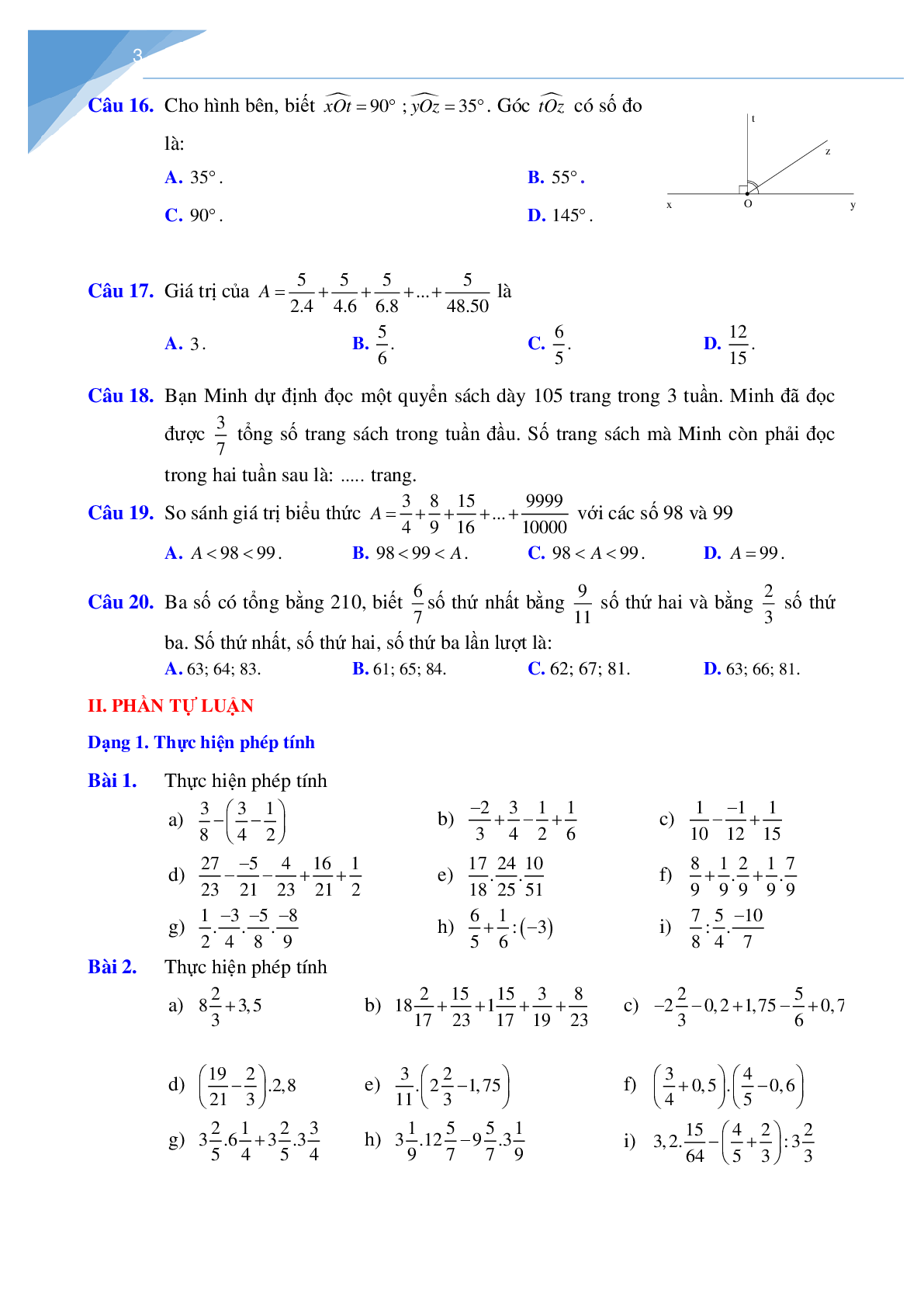 Đề cương học kì 2 môn toán lớp 6 Hà Nội (trang 3)