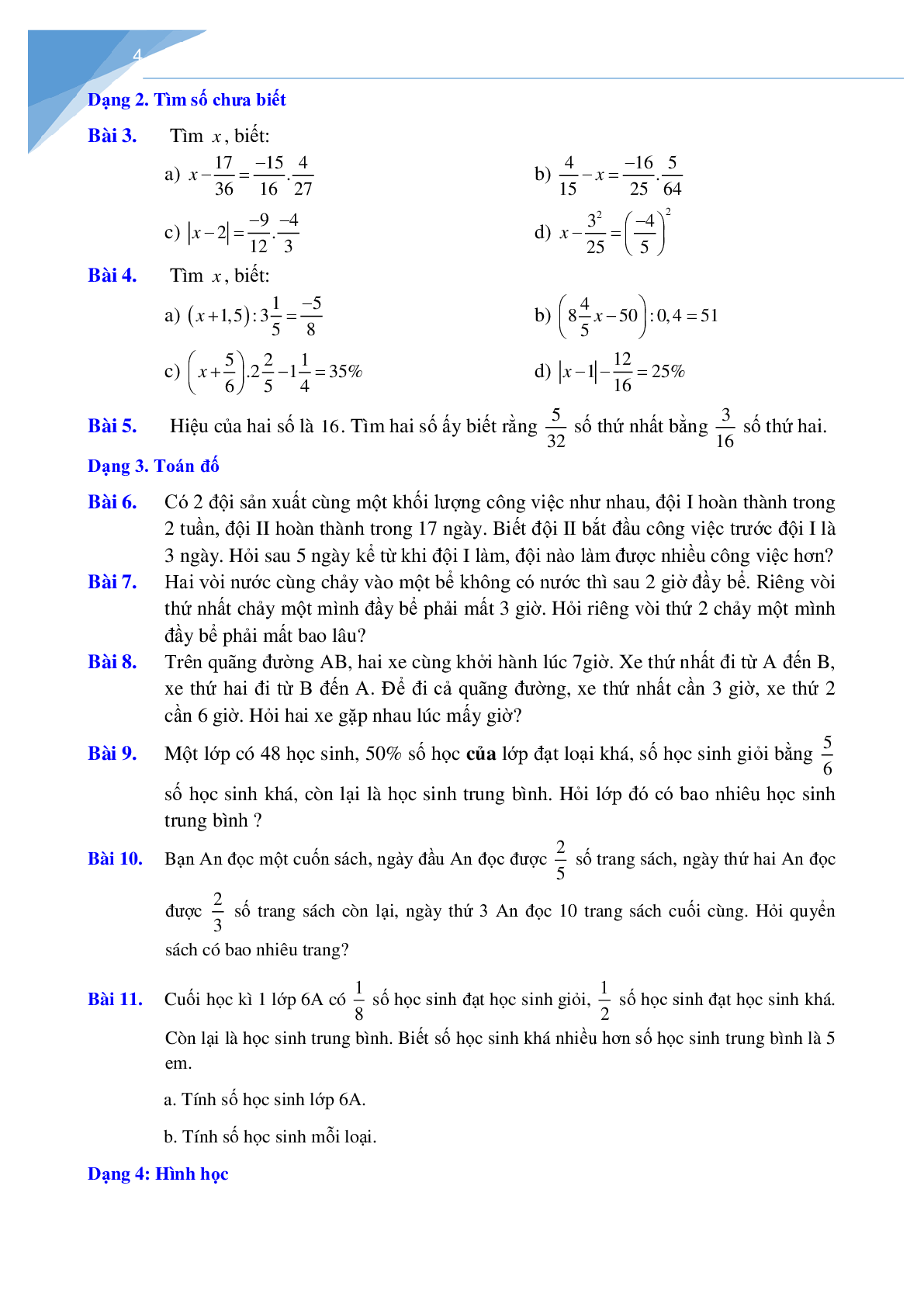 Đề cương học kì 2 môn toán lớp 6 Hà Nội (trang 4)
