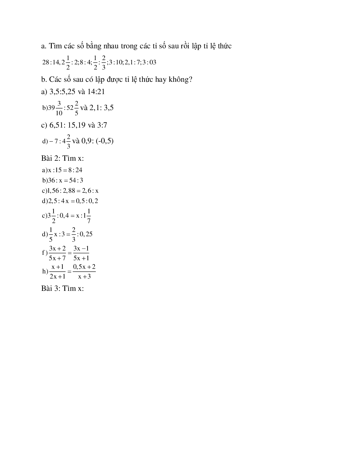 Cách giải Ứng dụng tỉ lệ thức vào tính giá trị các biểu thức, tìm giá trị các biến x,y (trang 2)