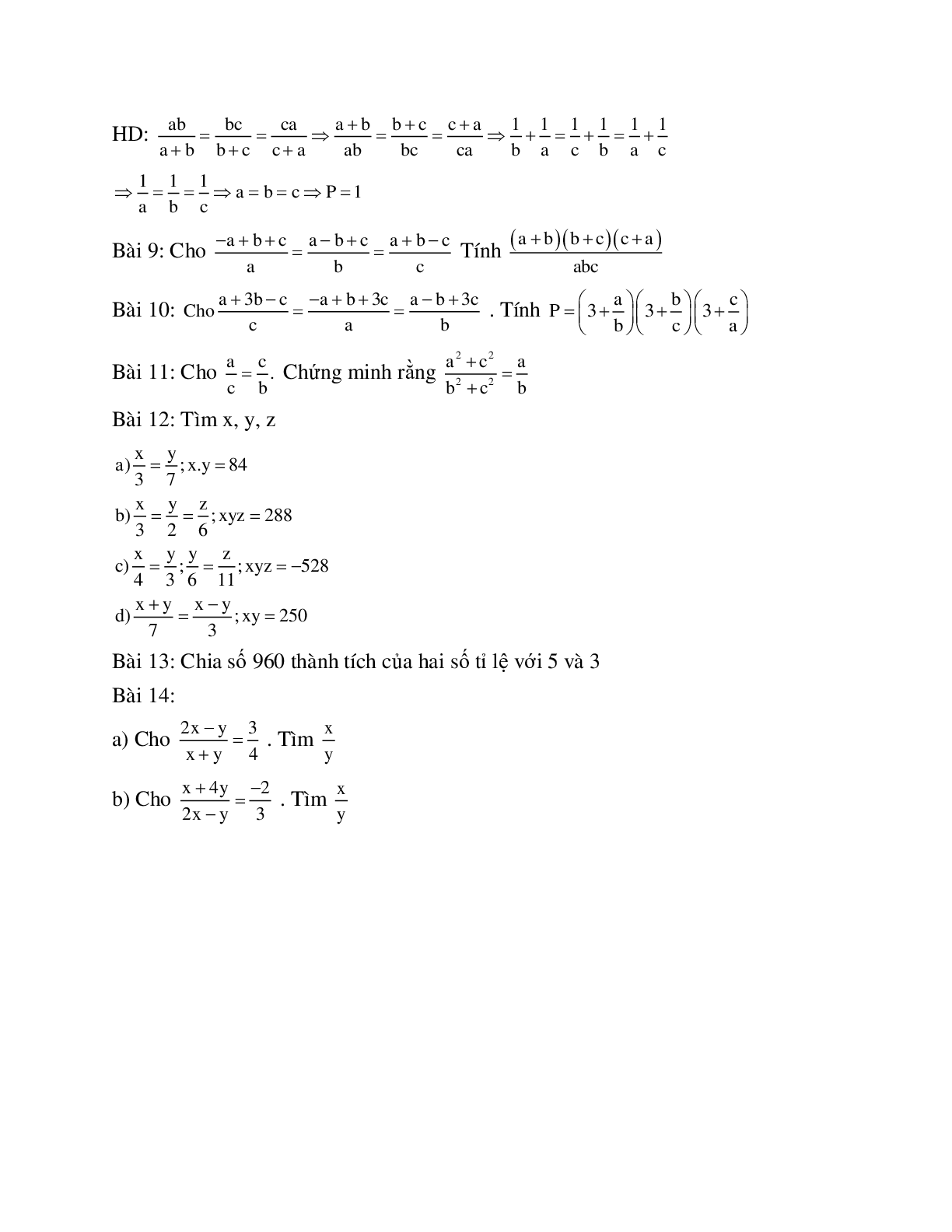 Cách giải Ứng dụng tỉ lệ thức vào tính giá trị các biểu thức, tìm giá trị các biến x,y (trang 4)