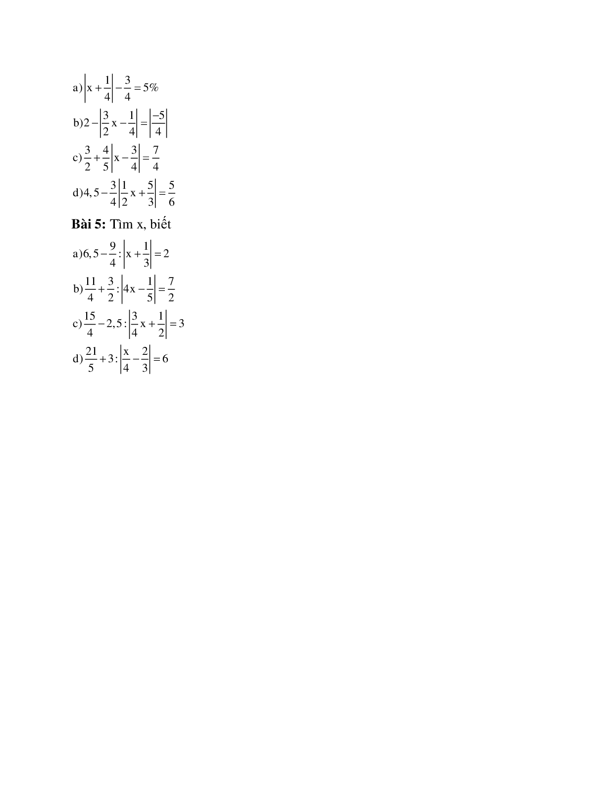 Cách giải Tìm giá trị của x thỏa mãn giá trị tuyệt đối của biểu thức bằng một số k cho trước (trang 2)