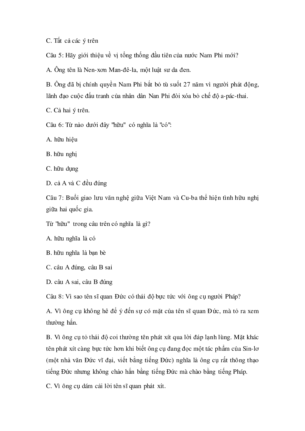 Trắc nghiệm Tiếng Việt lớp 5: Tuần 6 có đáp án (trang 2)
