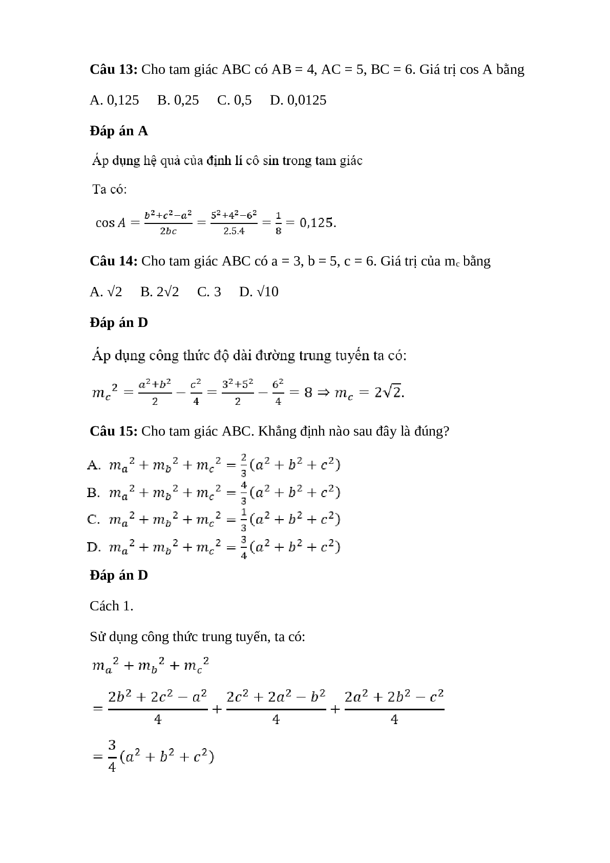 22 Bài tập nâng cao Hệ thức lượng trong tam giác lớp 10 có đáp án (trang 6)