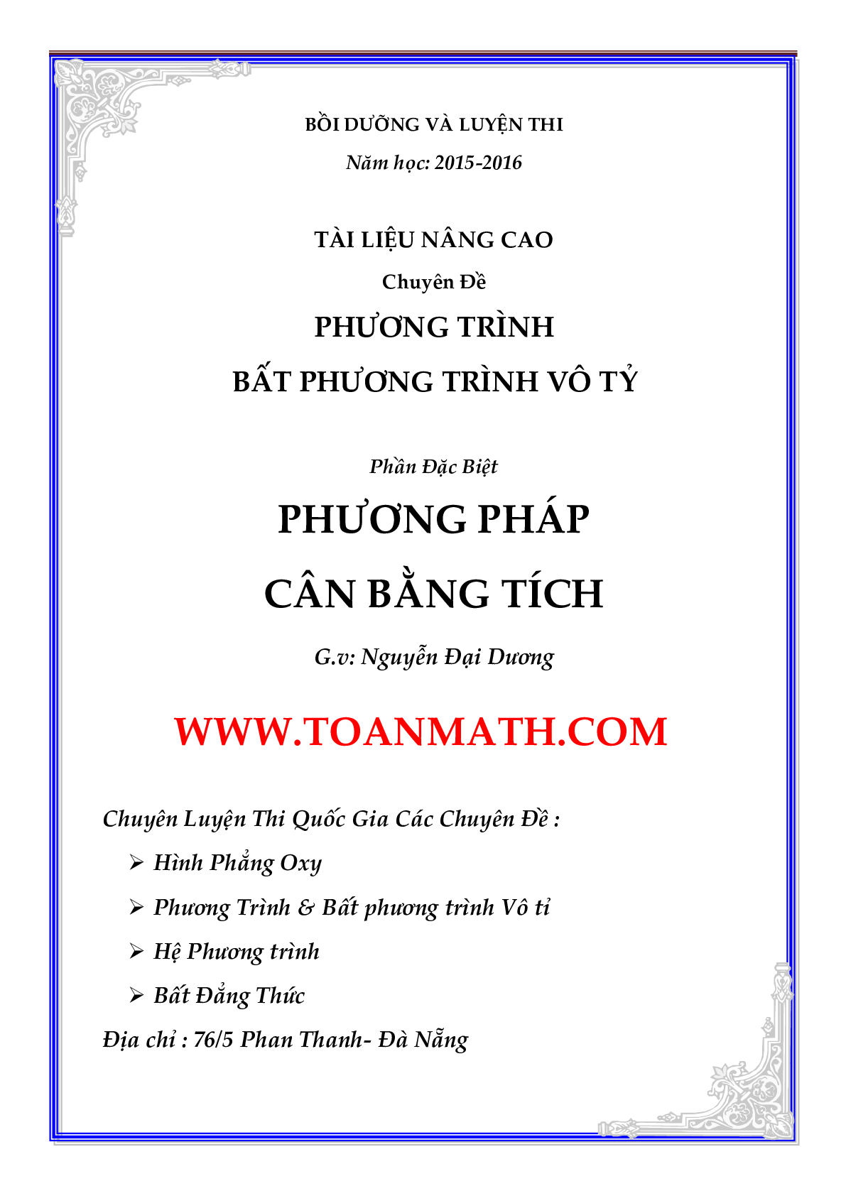 Phương pháp cân bằng tích giải PT – BPT vô tỉ (trang 1)