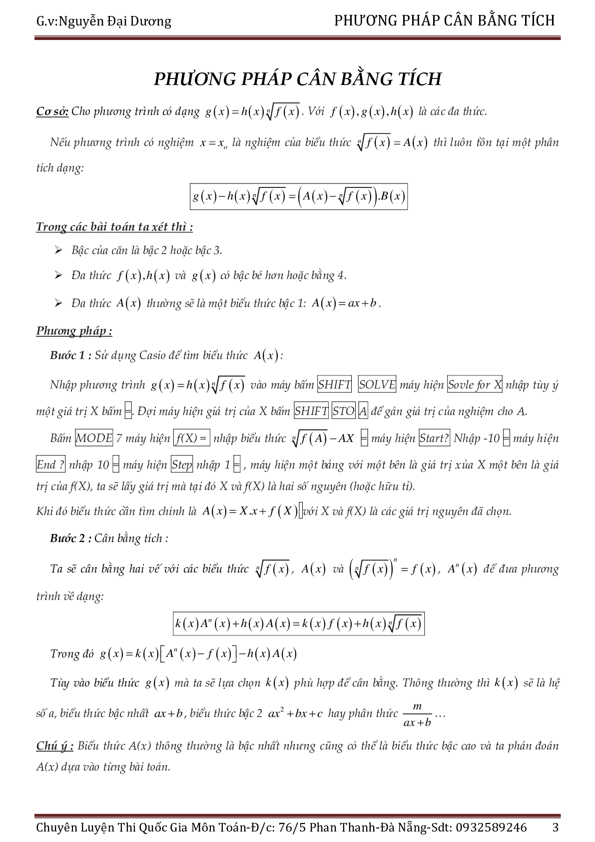 Phương pháp cân bằng tích giải PT – BPT vô tỉ (trang 3)