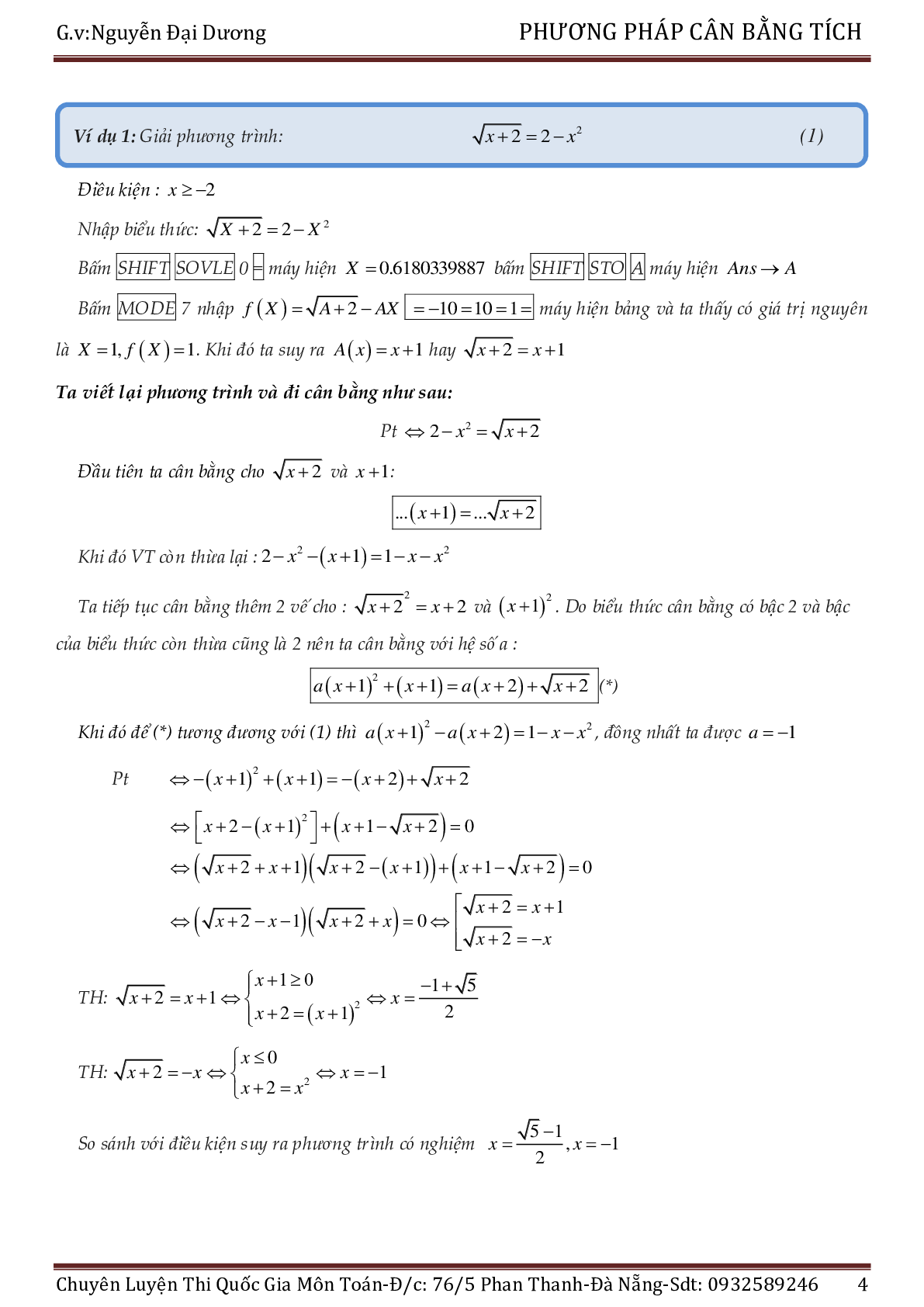 Phương pháp cân bằng tích giải PT – BPT vô tỉ (trang 4)