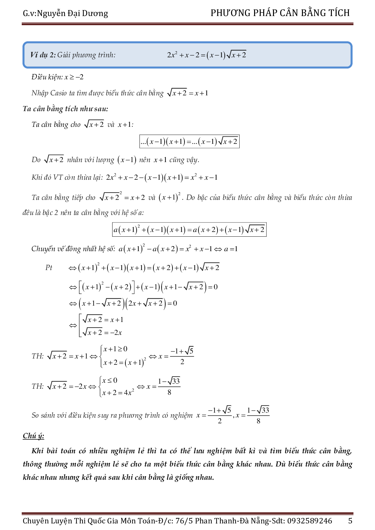 Phương pháp cân bằng tích giải PT – BPT vô tỉ (trang 5)