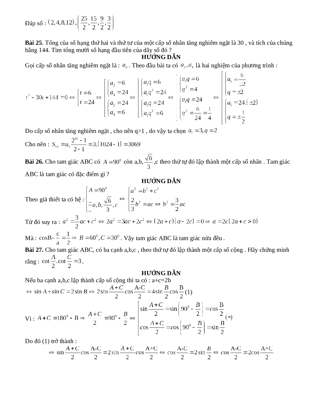 Bài tập cấp số nhân và cấp số cộng toán 11 có lời giải (trang 10)
