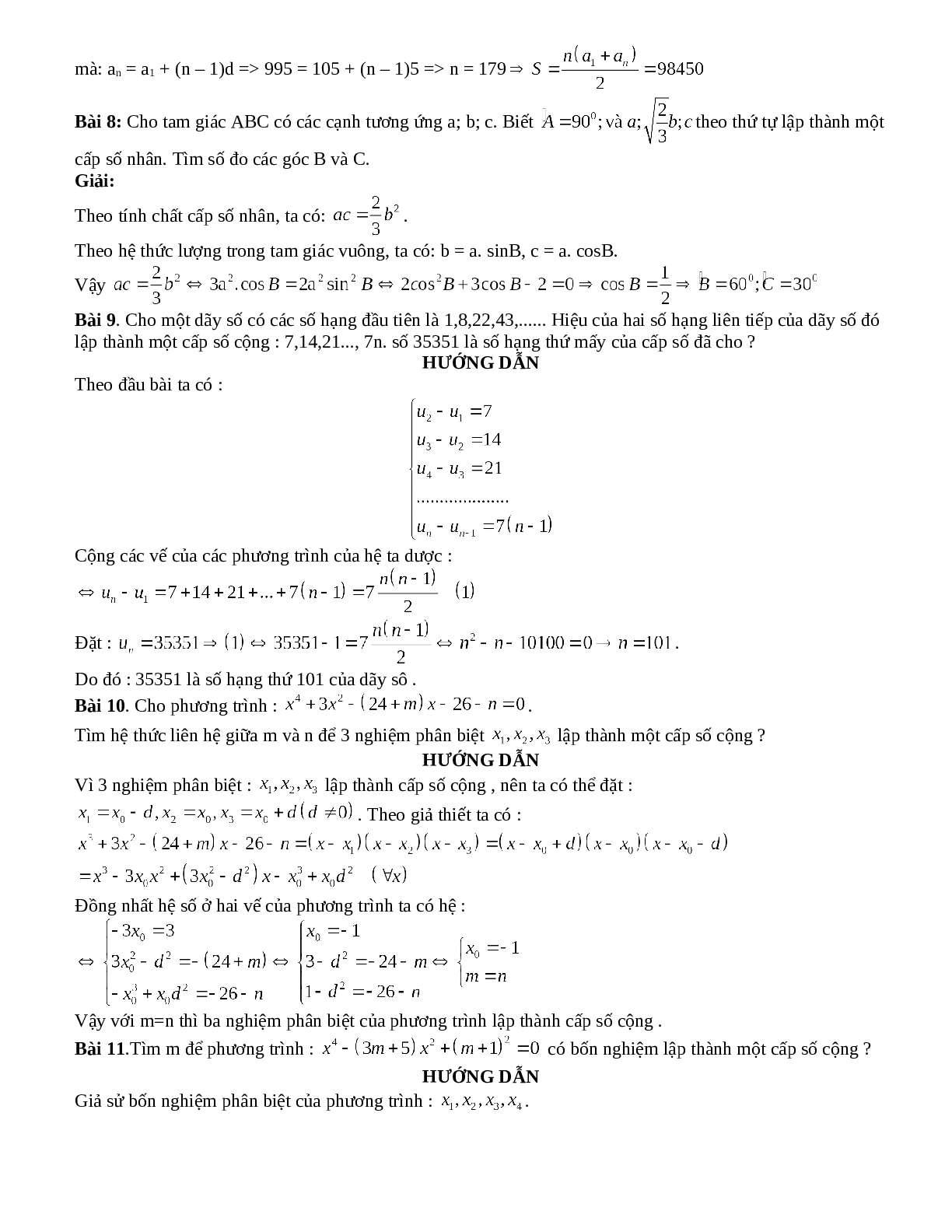 Bài tập cấp số nhân và cấp số cộng toán 11 có lời giải (trang 5)