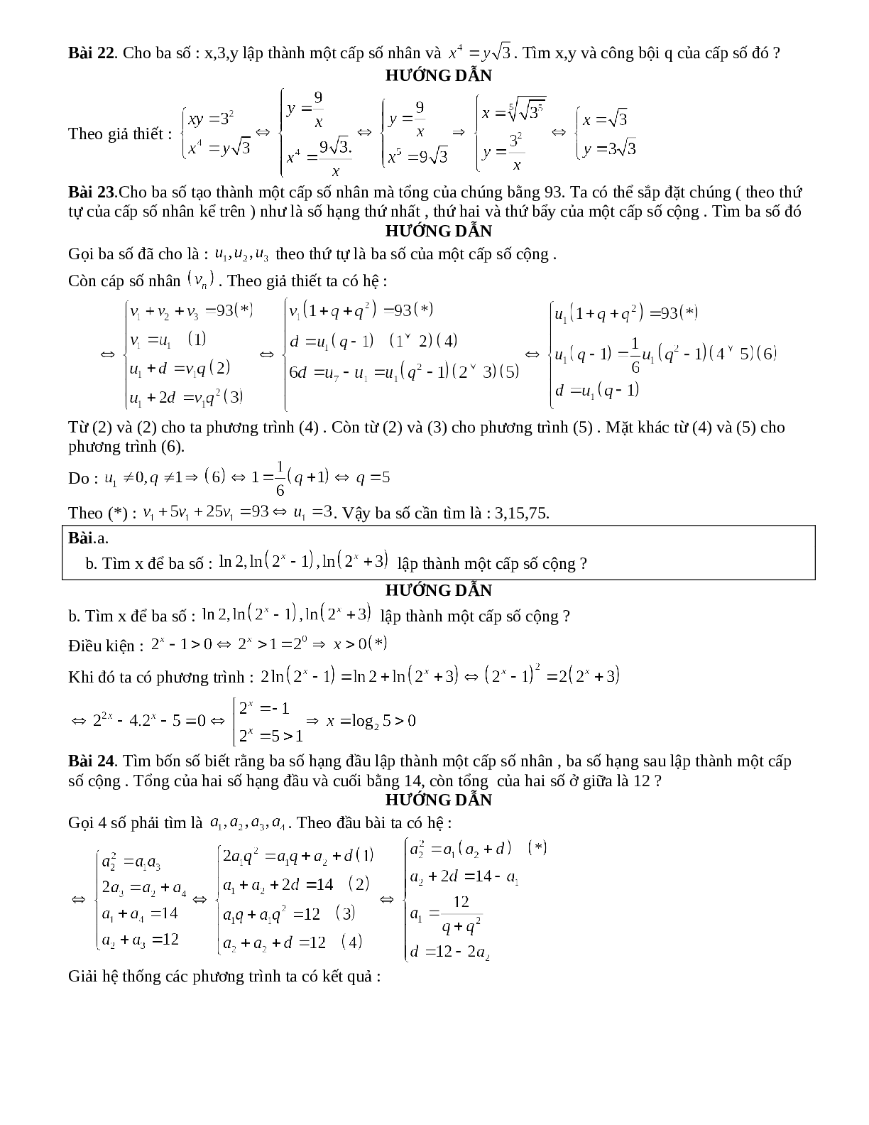 Bài tập cấp số nhân và cấp số cộng toán 11 có lời giải (trang 9)