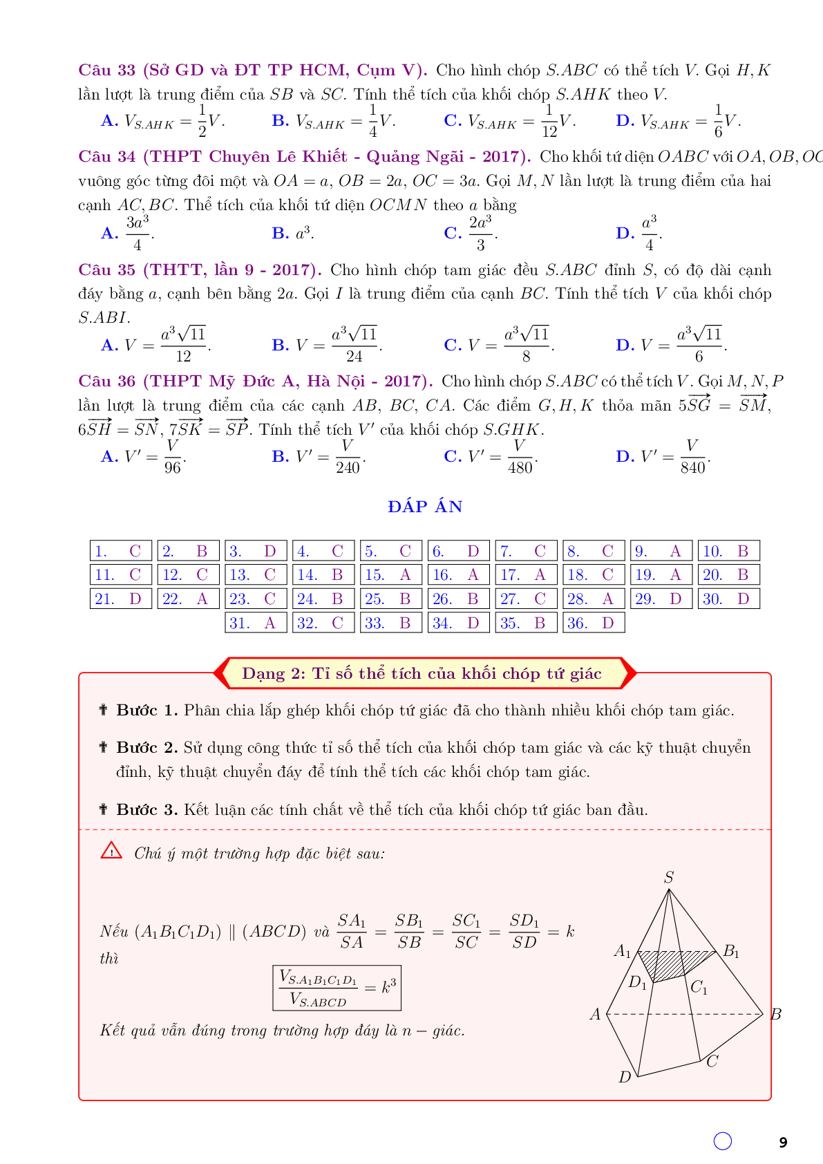 Sử dụng phương pháp tỉ số thể tích giải quyết bài toán thể tích khối đa diện (trang 9)