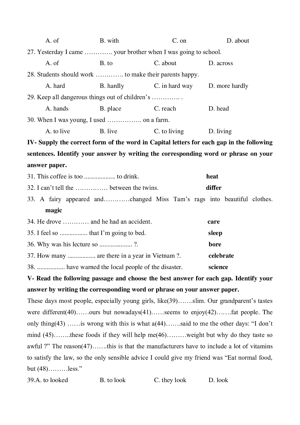 Bộ đề thi HSG môn Tiếng Anh lớp 8 có đáp án (trang 10)