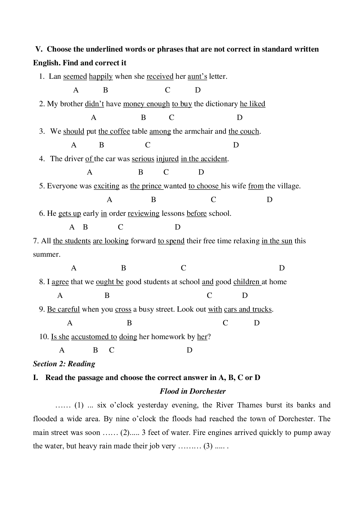 Bộ đề thi HSG môn Tiếng Anh lớp 8 có đáp án (trang 3)