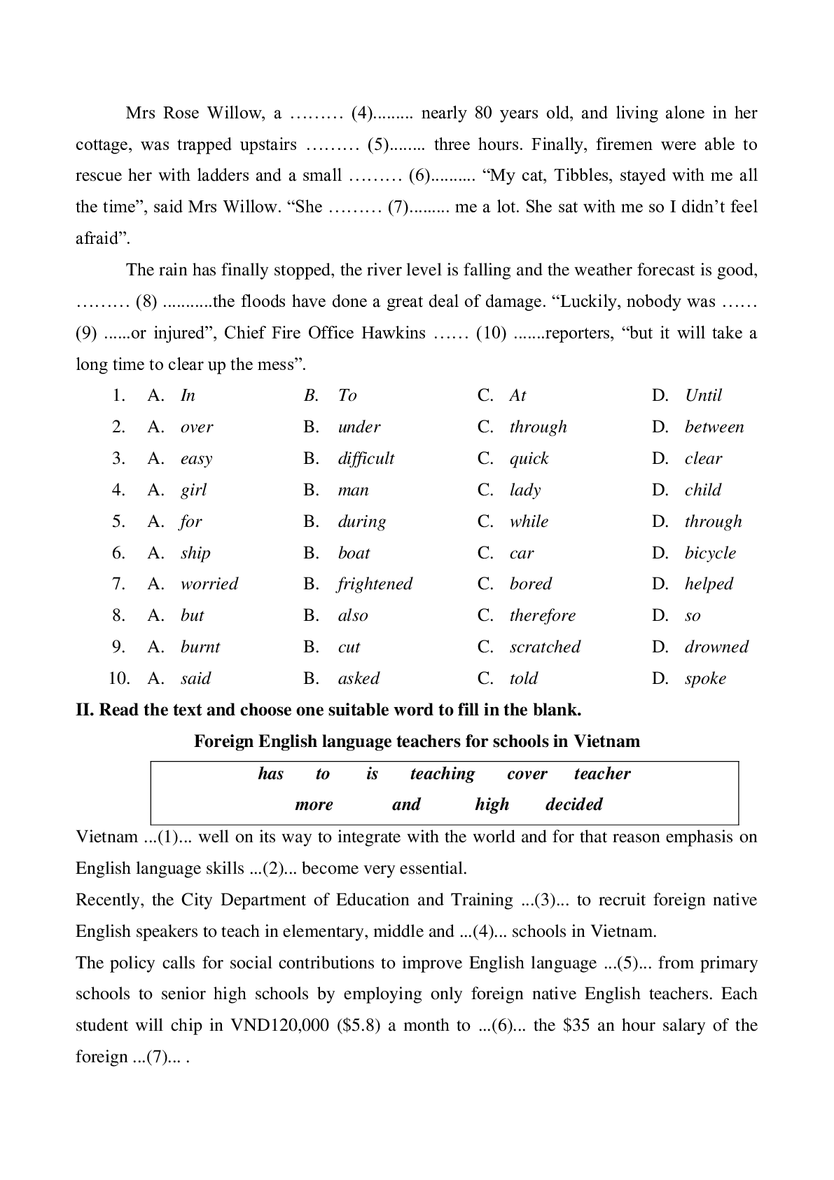 Bộ đề thi HSG môn Tiếng Anh lớp 8 có đáp án (trang 4)