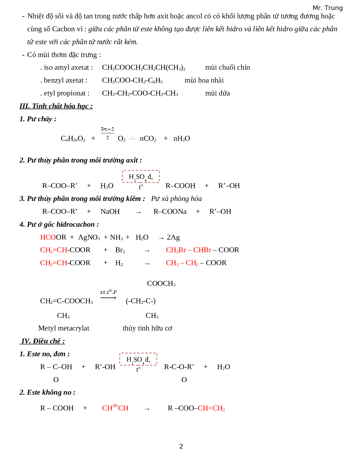 Lý thuyết về hóa học lớp 12 chi tiết, chọn lọc (trang 2)