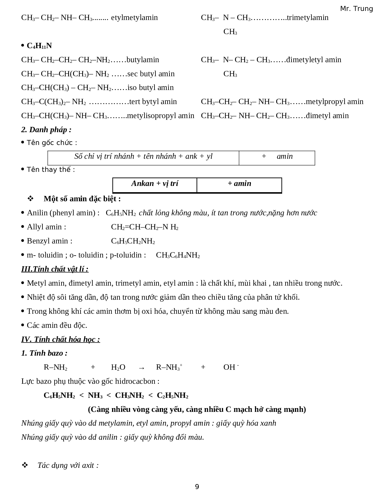 Lý thuyết về hóa học lớp 12 chi tiết, chọn lọc (trang 9)