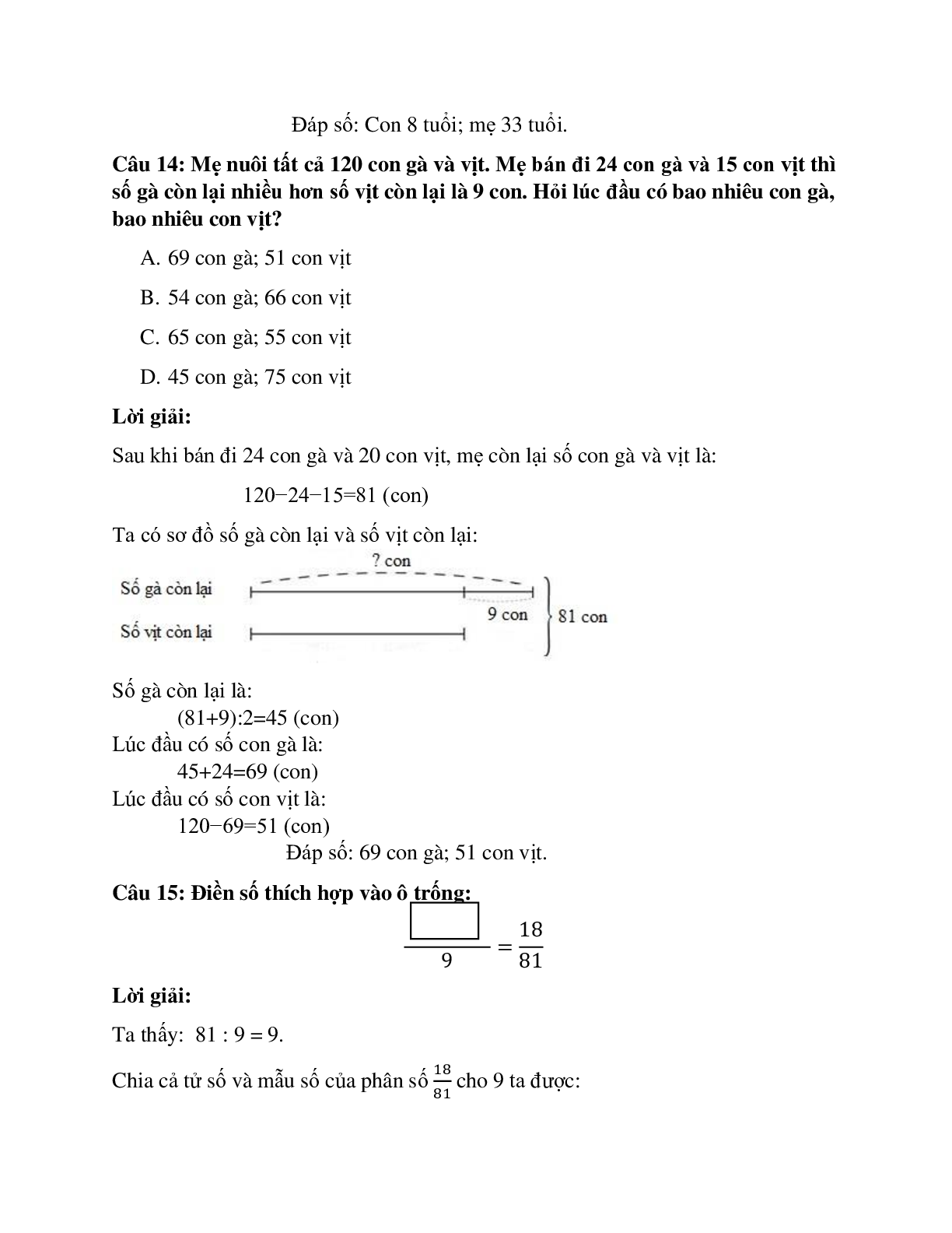 20 câu Trắc nghiệm Ôn tập về các phép tính có đáp án 2023 – Toán lớp 4 (trang 8)
